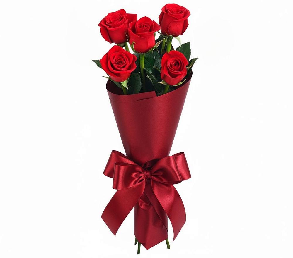 Букет 5 Красных роз Эдлесс Лав в Бородино ГО Мытищи
