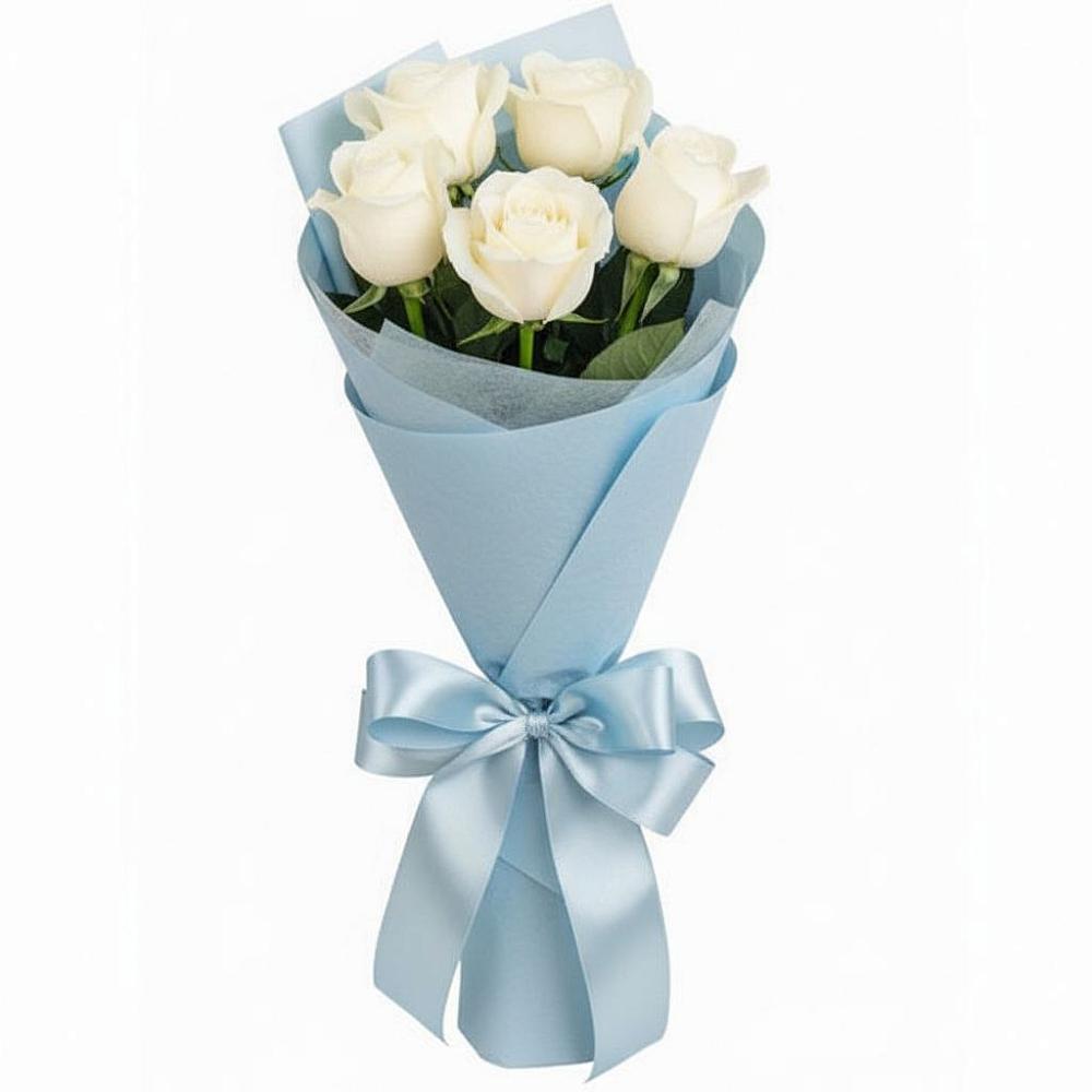 Букет 5 Белых роз Проуд в Бородино ГО Мытищи
