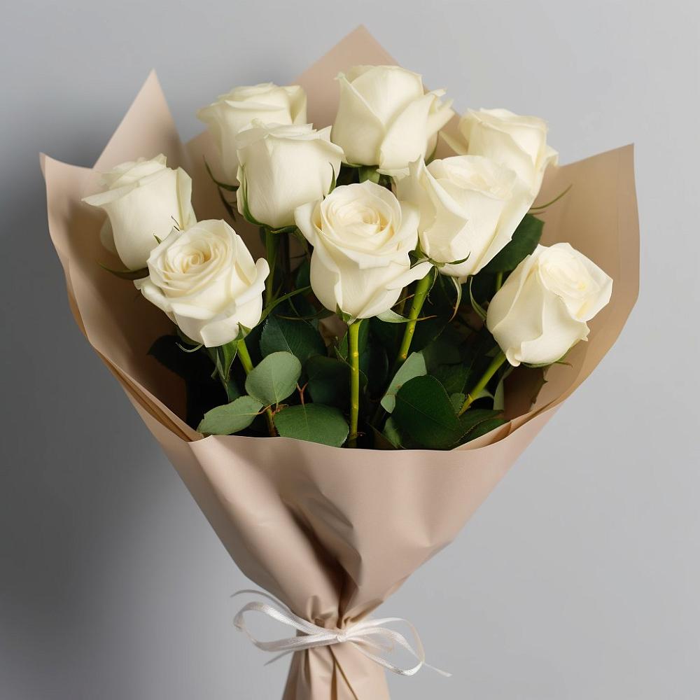 Букет 9 Белых роз Эдлесс Лав в Бородино ГО Мытищи