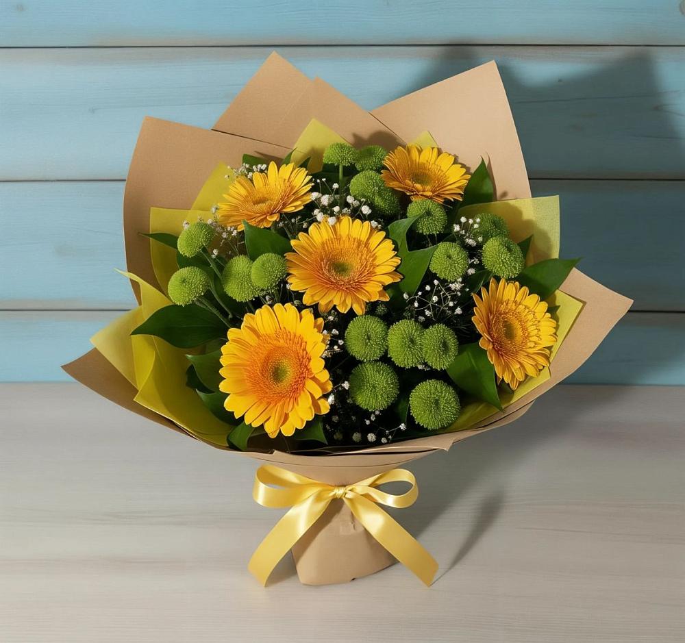 Букет цветов из: Герберы и Хризантемы в Бородино ГО Мытищи