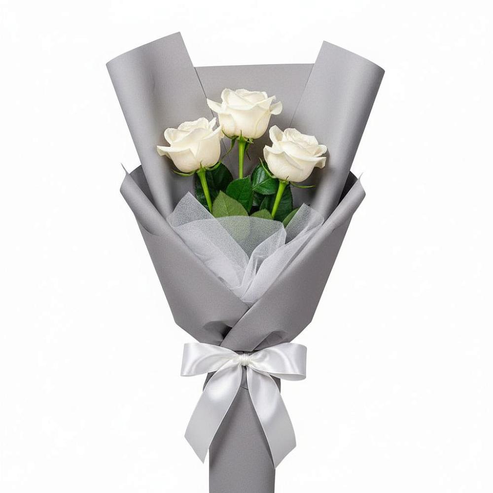 Букет 3 белые розы в Бородино ГО Мытищи