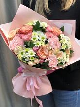Букет нежные объятья в Бородино ГО Мытищи Букет цветов из: Гвоздики, Розы и Хризантемы в Бородино ГО Мытищи