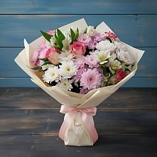 Букет цветов из:  Хризантемы, Альстромерии и Розы в Бородино ГО Мытищи