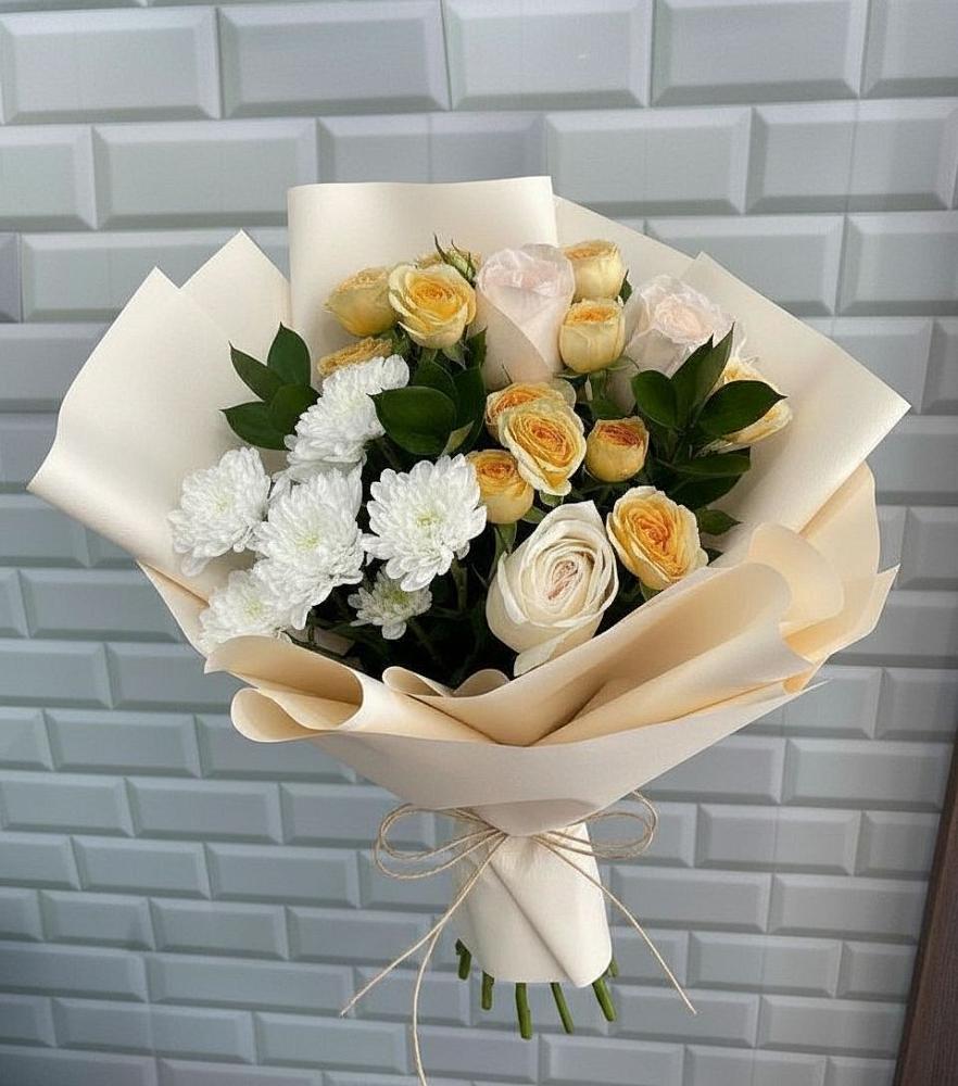 Букет цветов из: Розы и Хризантемы в Бородино ГО Мытищи