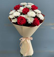 Букет цветов из:  Розы и Хризантемы в Бородино ГО Мытищи
